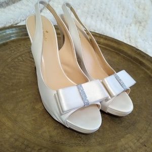 Kate Spade Satin Glitter Bow Sling Bridal Heels